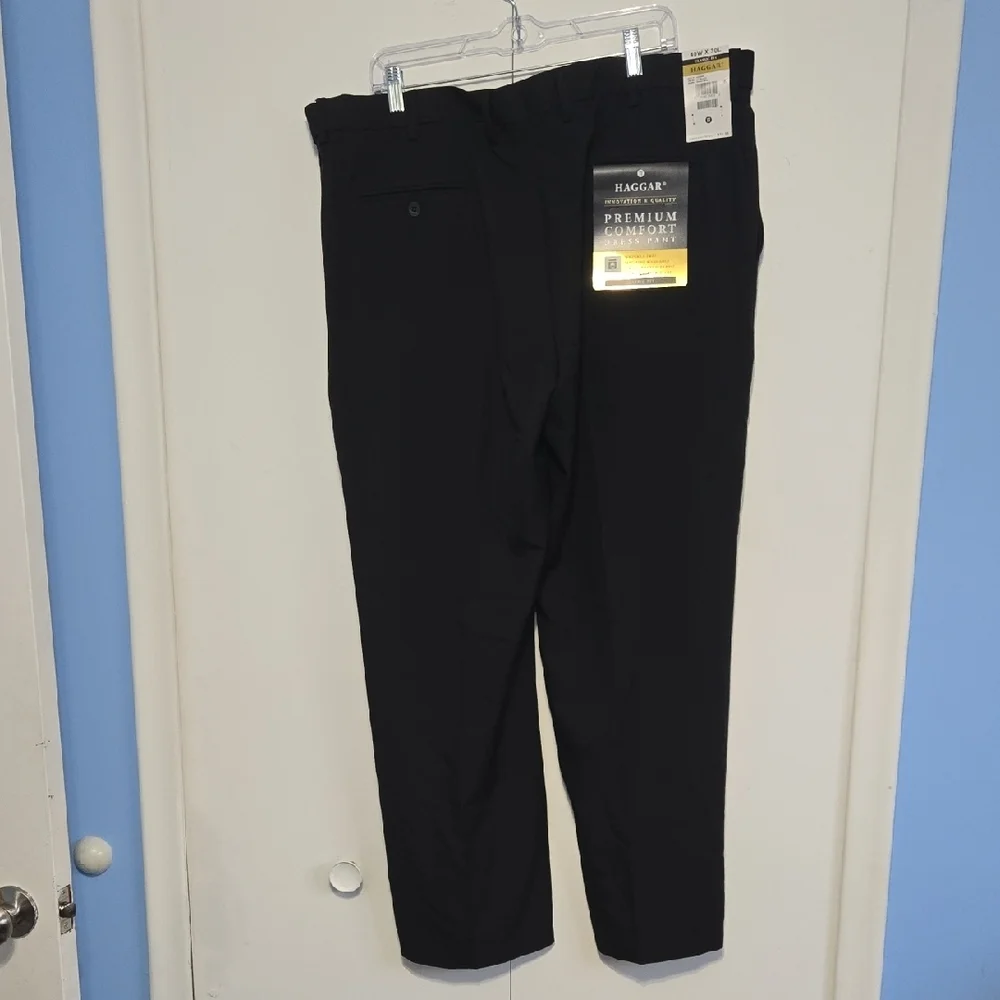 Men's Haggar Black Dress Pants Classic Straight-Leg‎